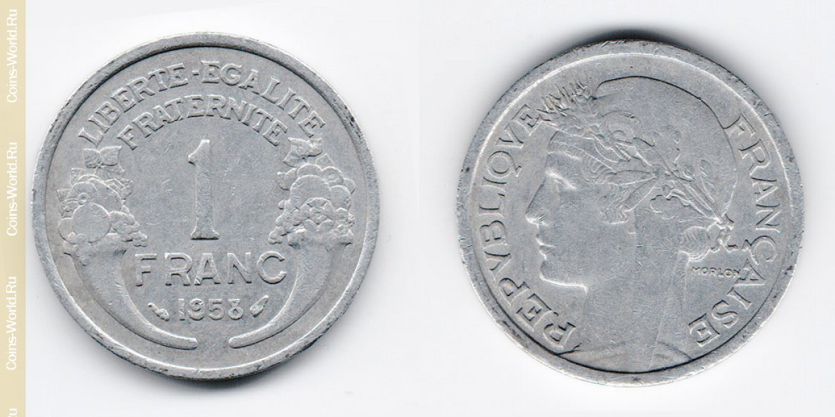 1 франк 1958 года Франция