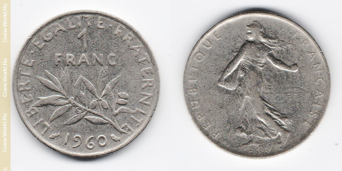 1 франк 1960 года Франция
