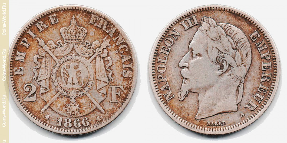 2 франка 1866 года А Франция