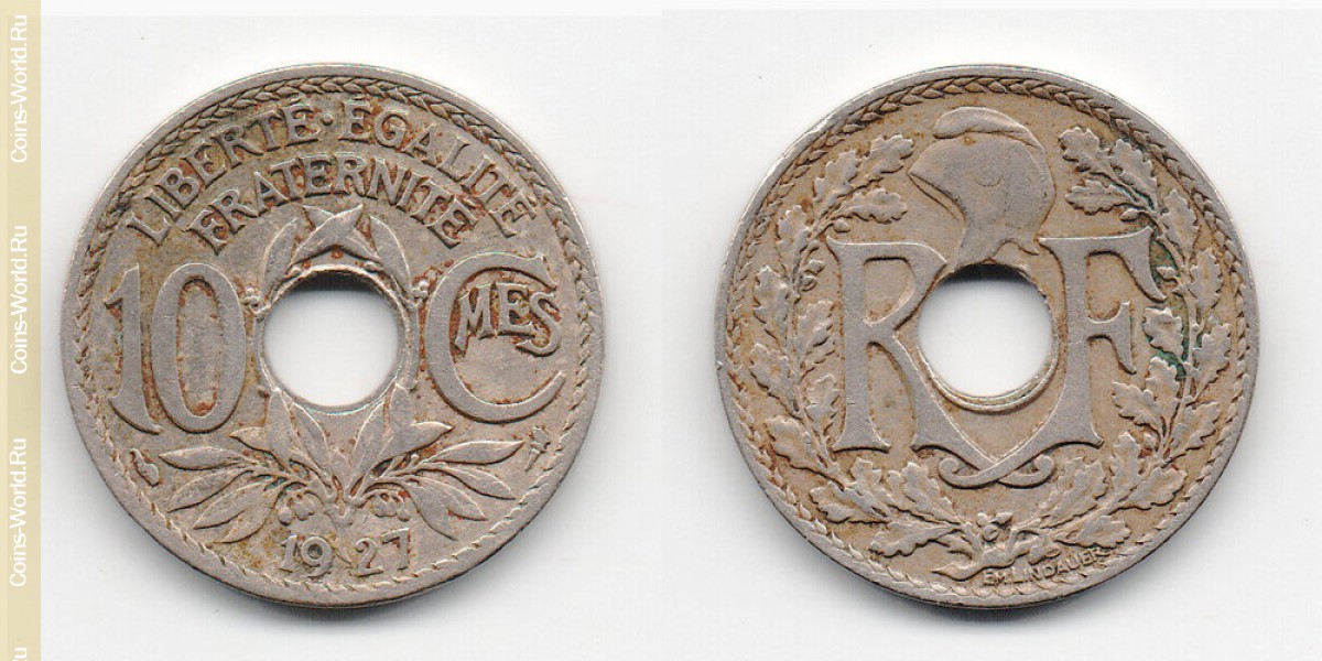 10 сантимов 1927 года Франция