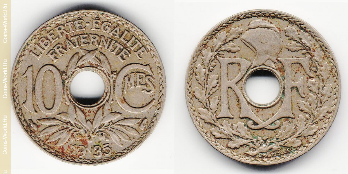 10 céntimos 1935, Francia