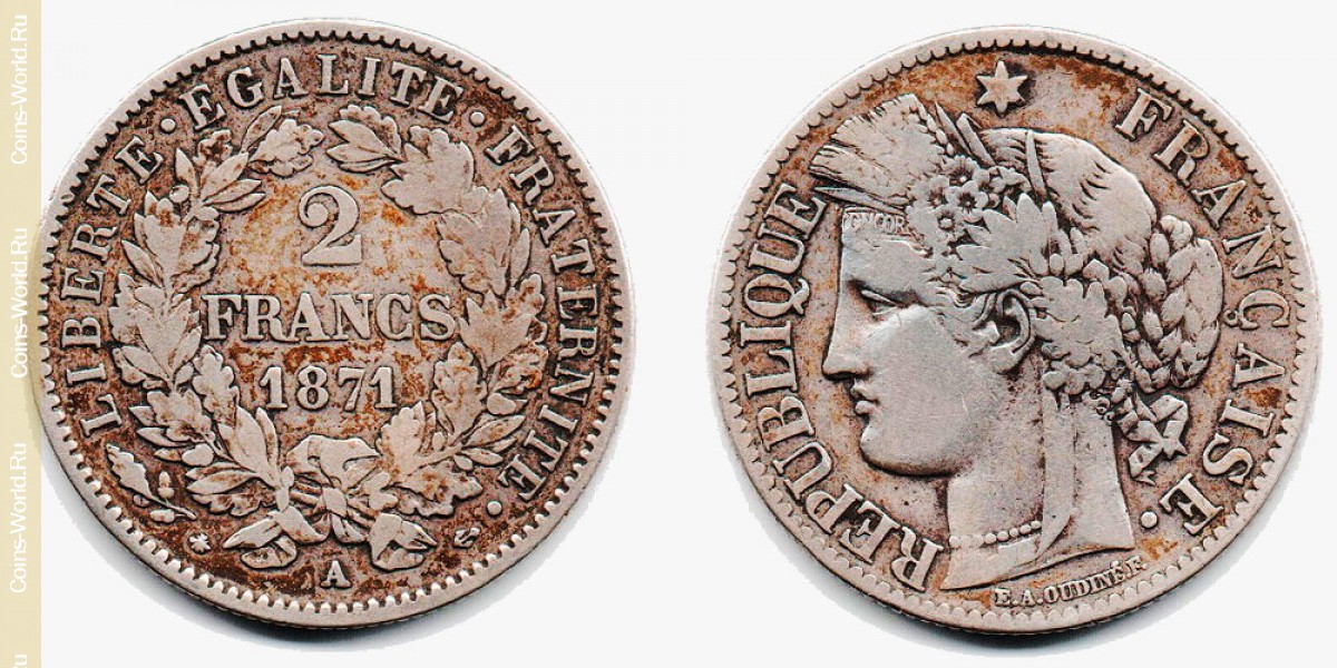 2 francs 1871 a France