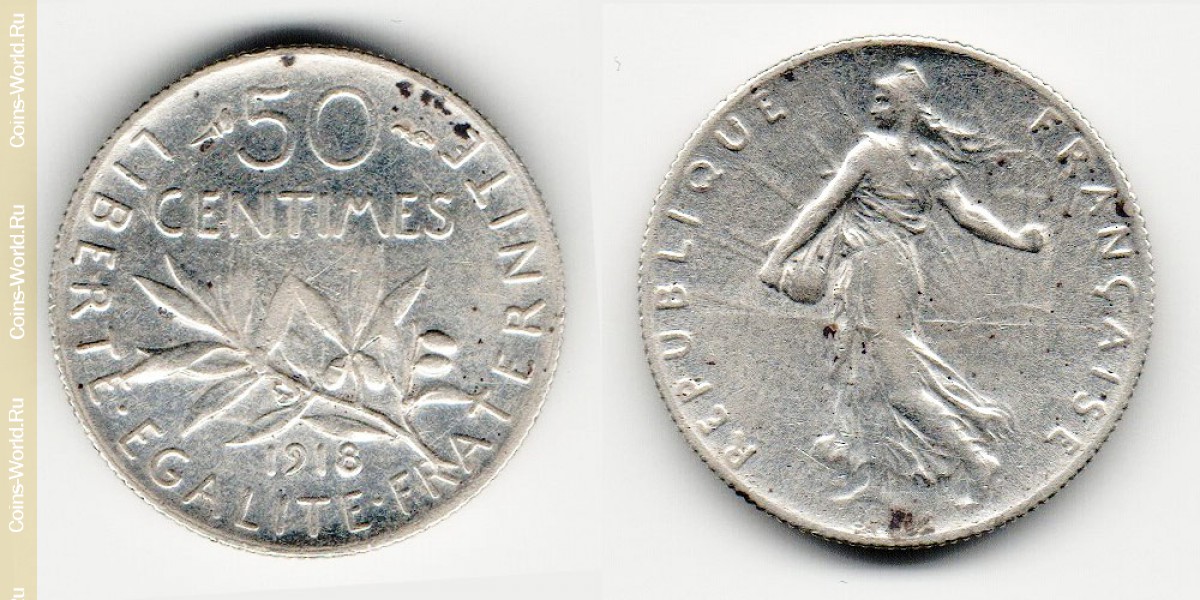 50 céntimos 1918, Francia