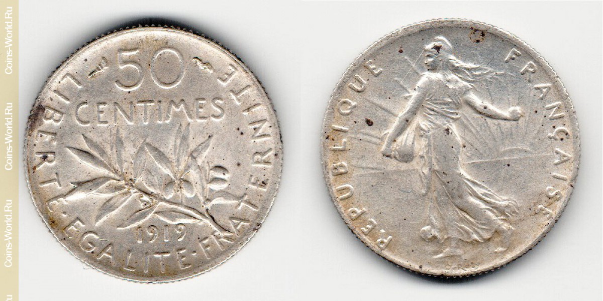 50 Centimes 1919 Frankreich