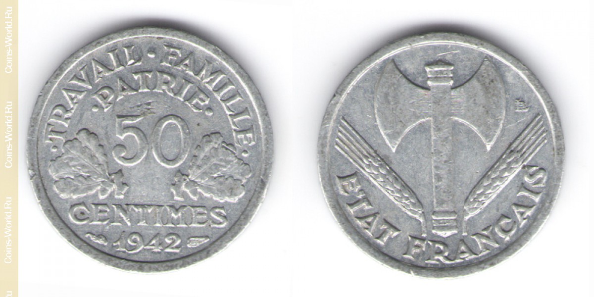 50 Centimes 1942 Frankreich