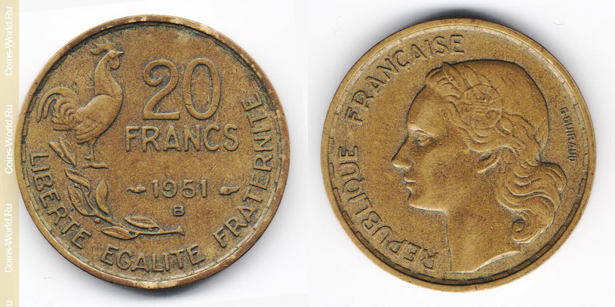 20 франков 1951 года Франция