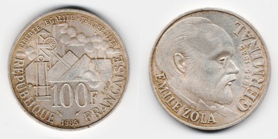 100 франков 1985 года