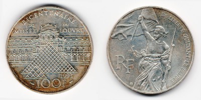 100 франков 1993 года