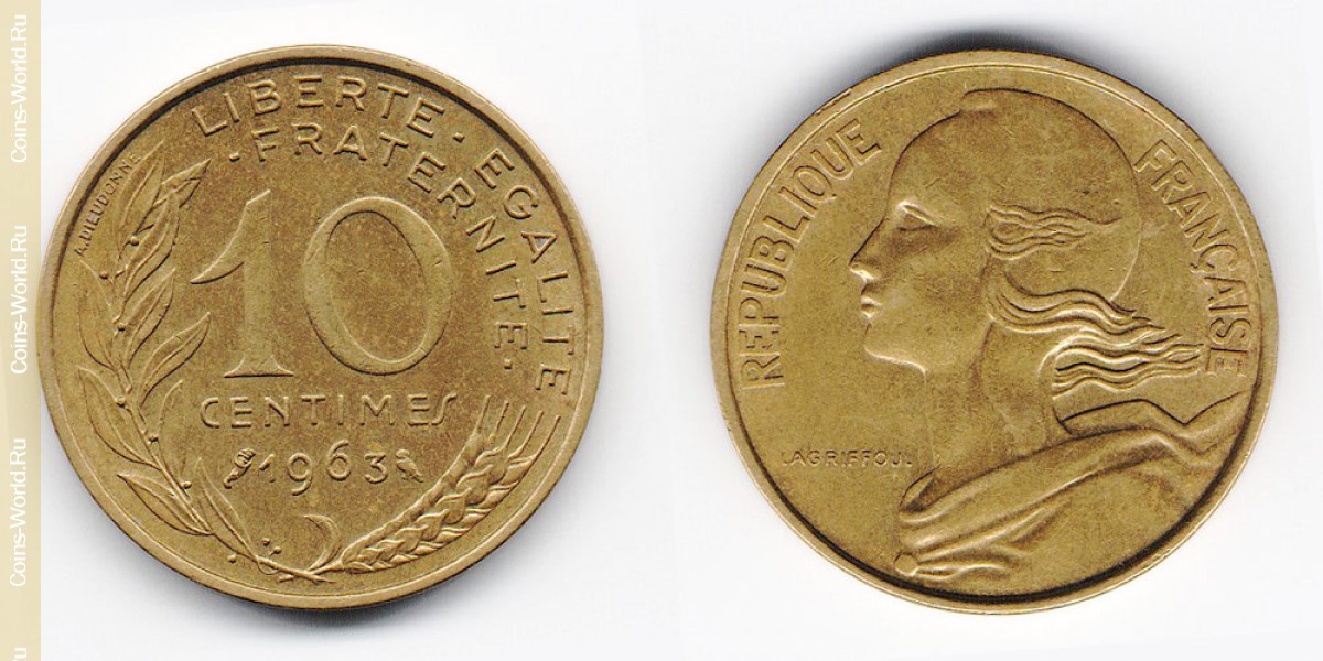 10 céntimos 1963 Francia