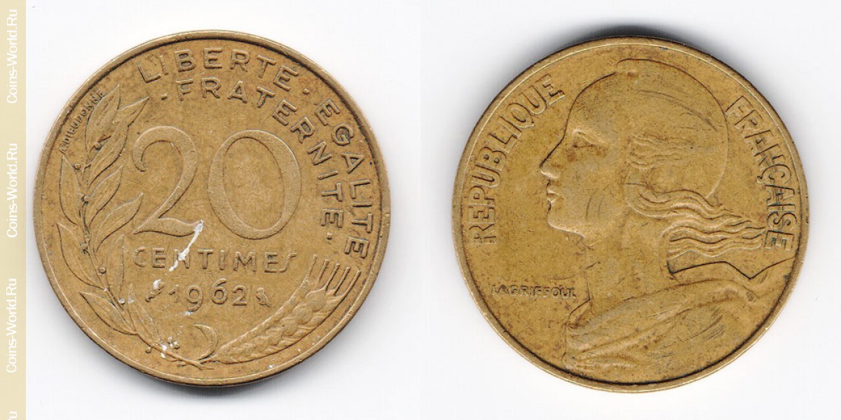 20 Centimes 1962 Frankreich