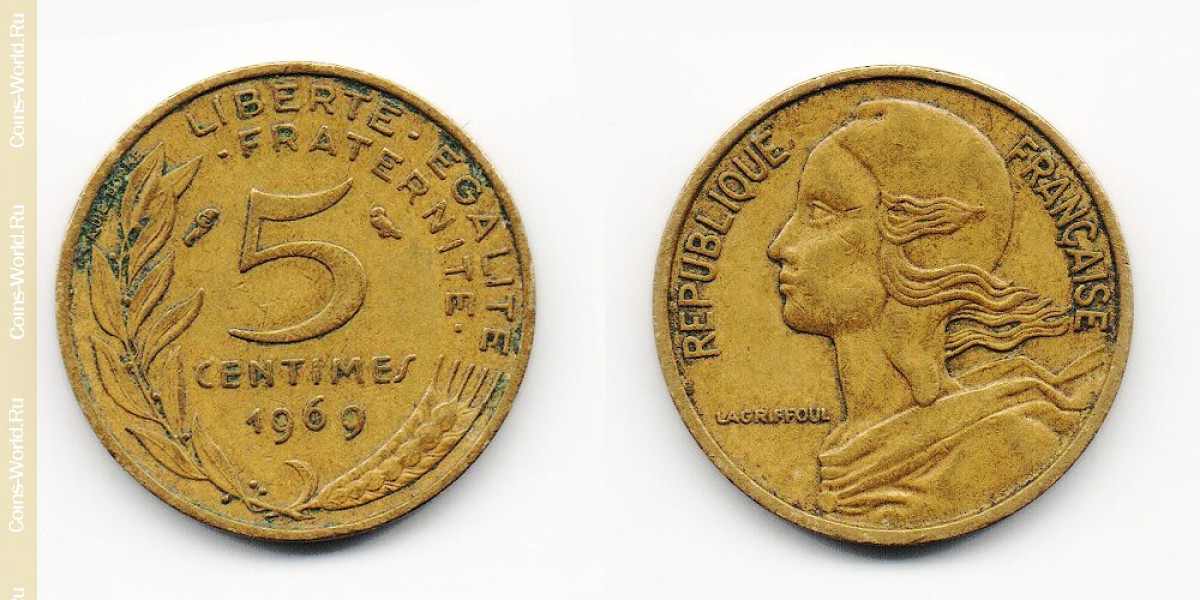 5 Centimes 1969 Frankreich