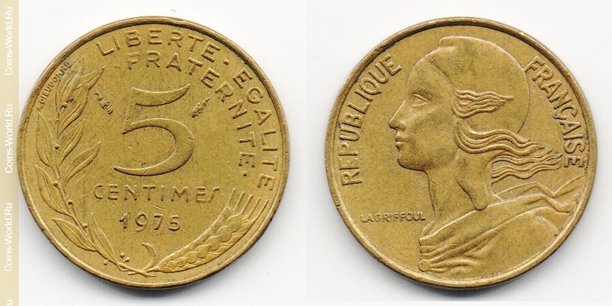 5 сантимов 1975 года Франция