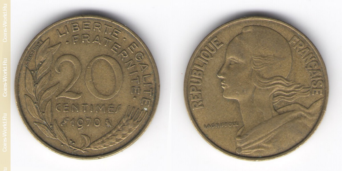 20 Centimes Frankreich 1970