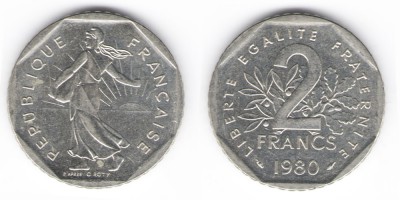 2 франка 1980 год