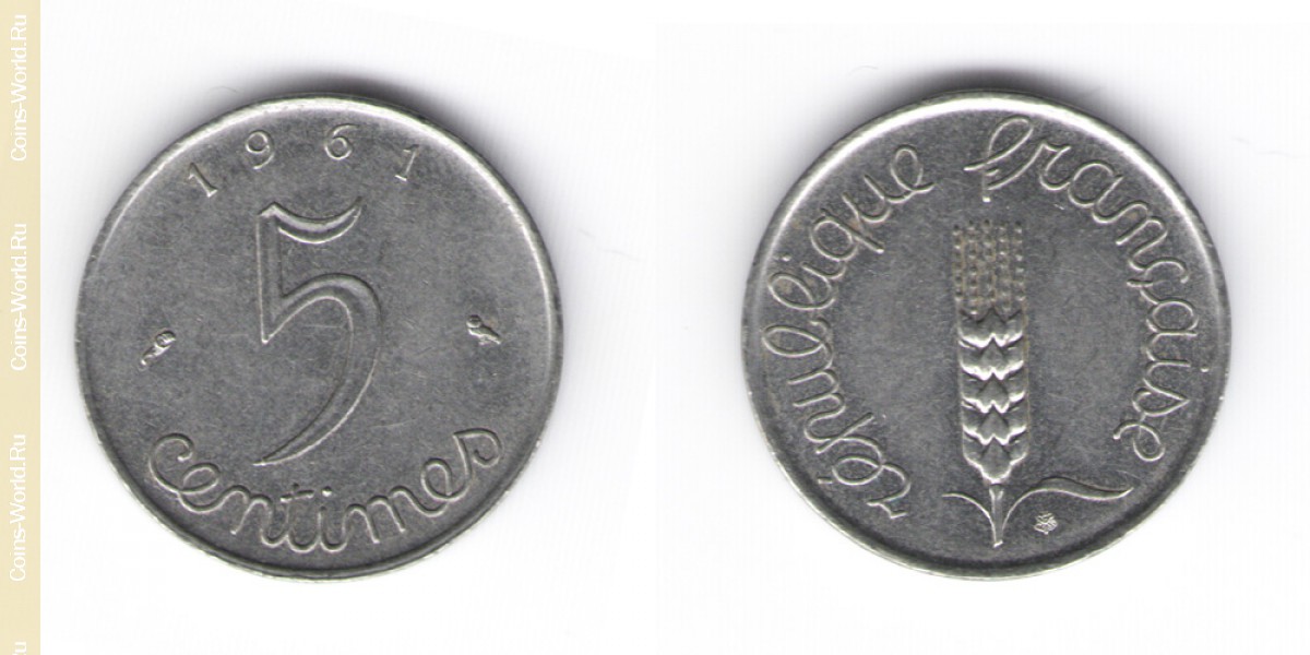 5 cêntimos ano de 1961, França