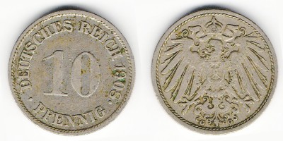 10 pfennig 1908 G