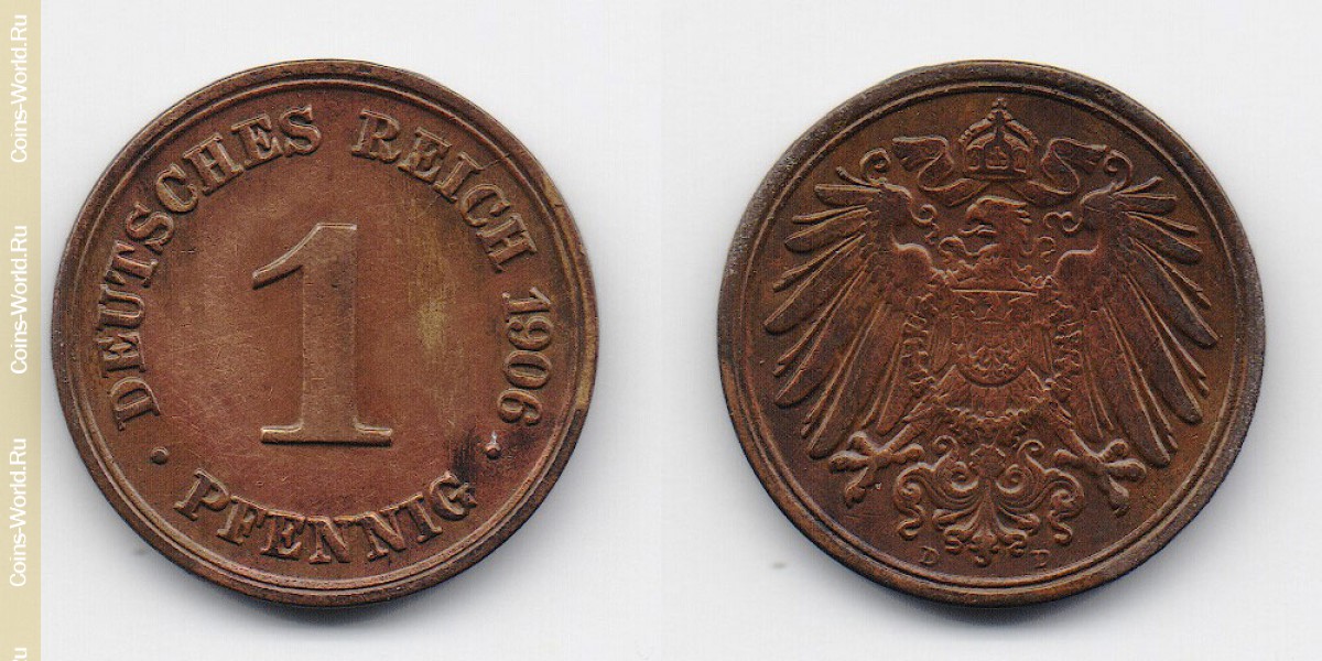 1 пфенниг 1906 года Германия
