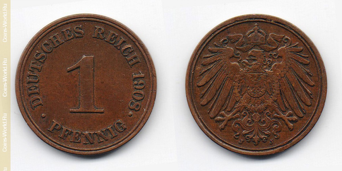 1 пфенниг 1908 года Германия