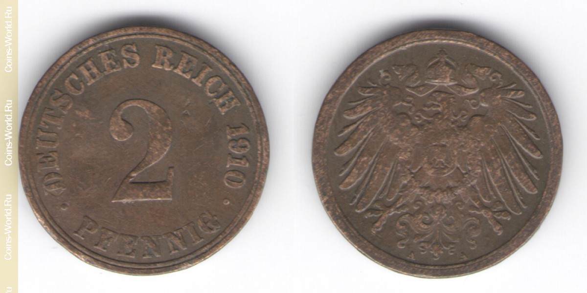 2 пфеннига 1910 года А Германия