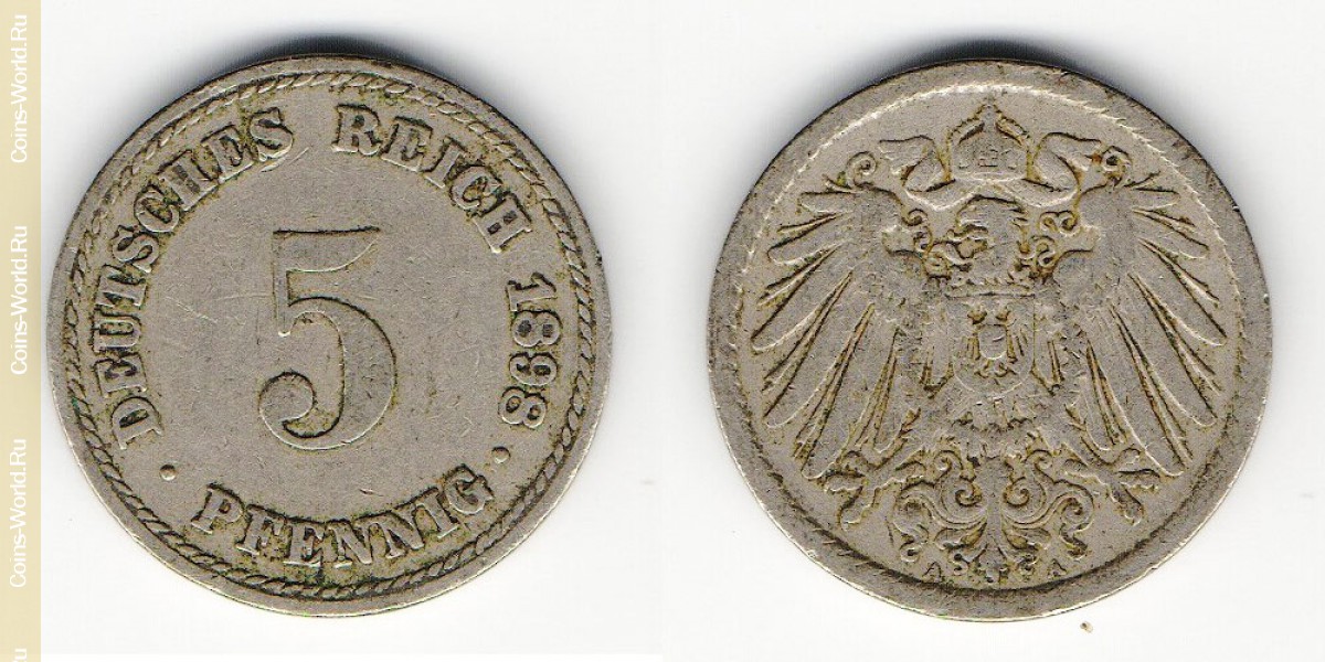 5 pfennig 1898 A que Alemanha
