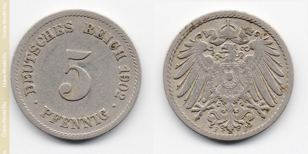 5 пфеннигов 1902 года Германия