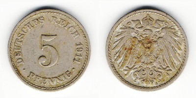 5 пфеннигов 1911 года А 