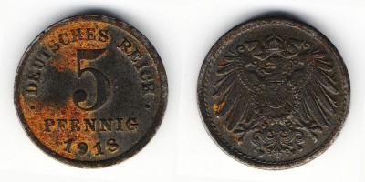 5 pfennig 1918 F
