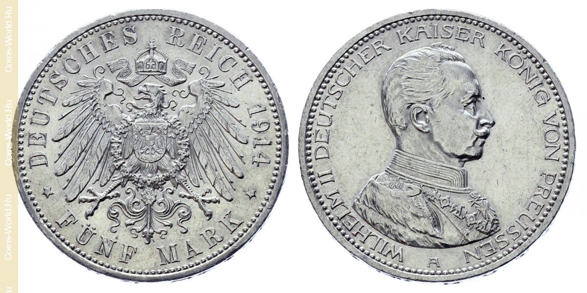 5 марок 1914 года А Германия