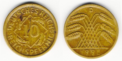 10 рейхспфеннигов 1925 года D