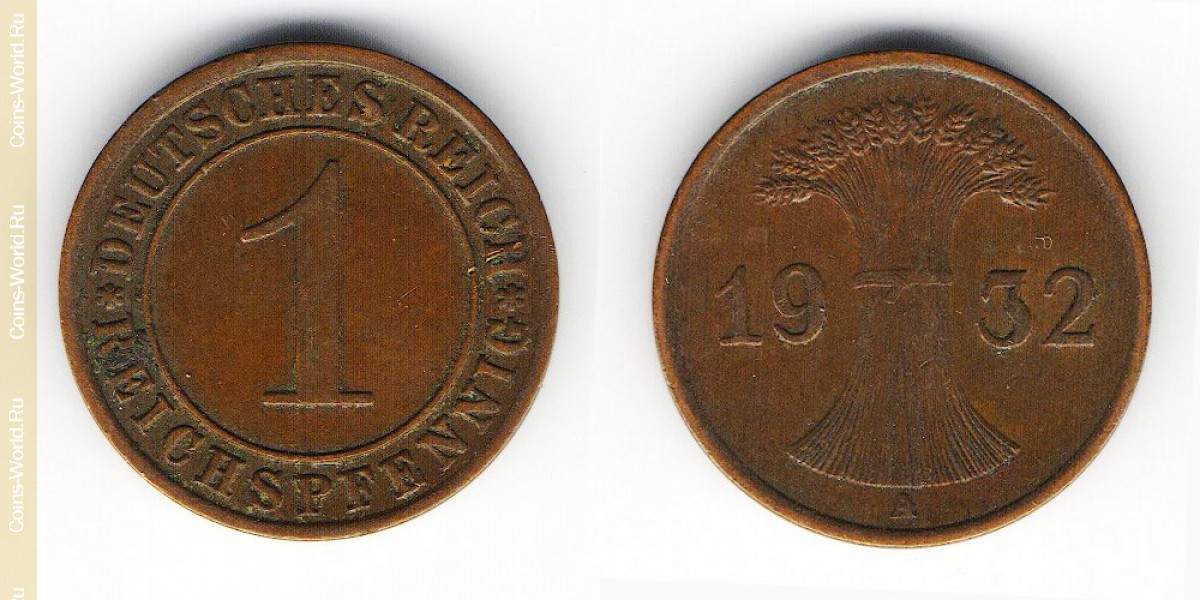 1 reichspfennig 1932 A Germany