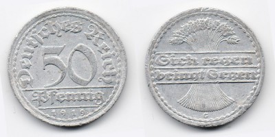 50 pfennig 1919 G