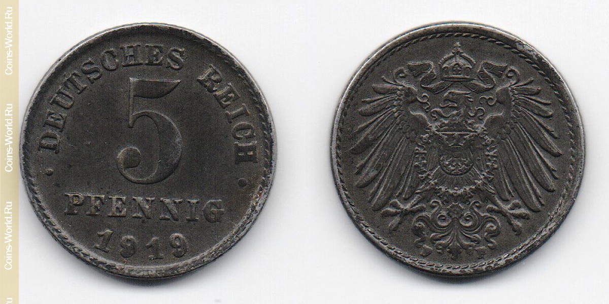 5 пфеннигов 1919 года Германия