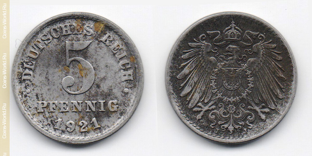 5 pfennig 1921 Germany