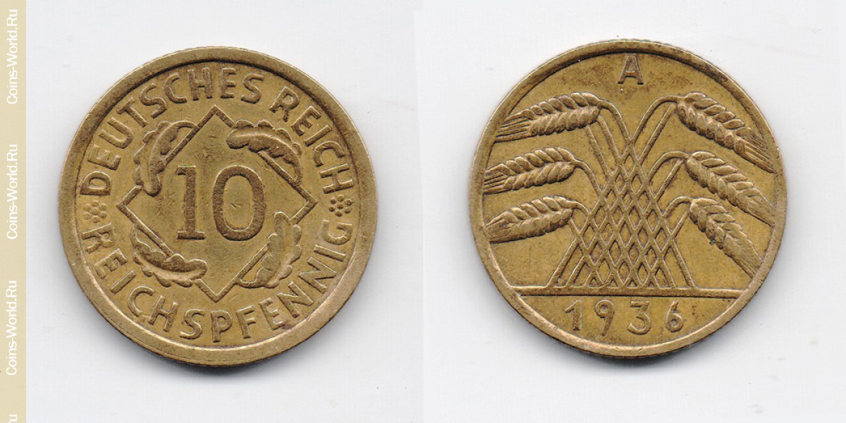 10 reichspfennig 1936 (A) Germany