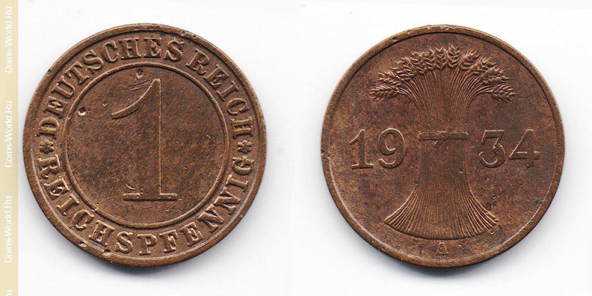 1 reichspfennig 1934, Alemanha