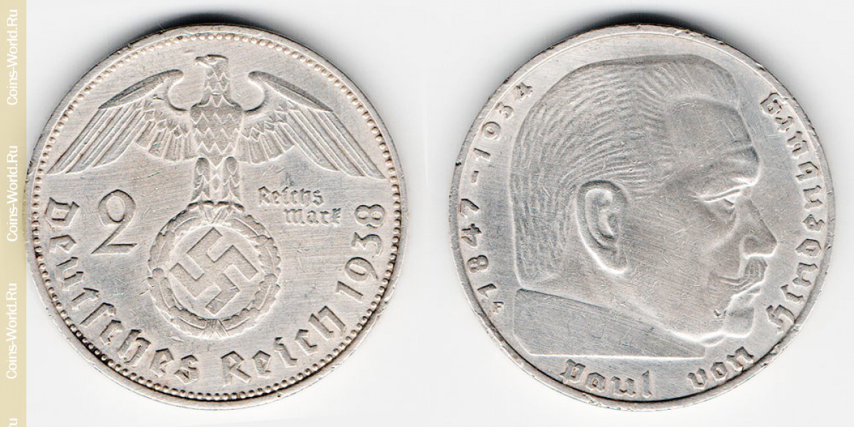 2 reichsmark 1938 F Alemania