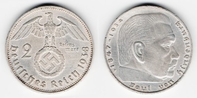 2 reichsmark 1938 F