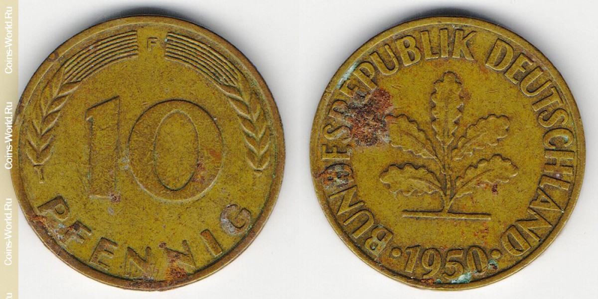 10 pfennig 1950 F Germany