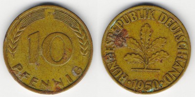 10 pfennig 1950 F