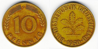 10 pfennig 1950 G