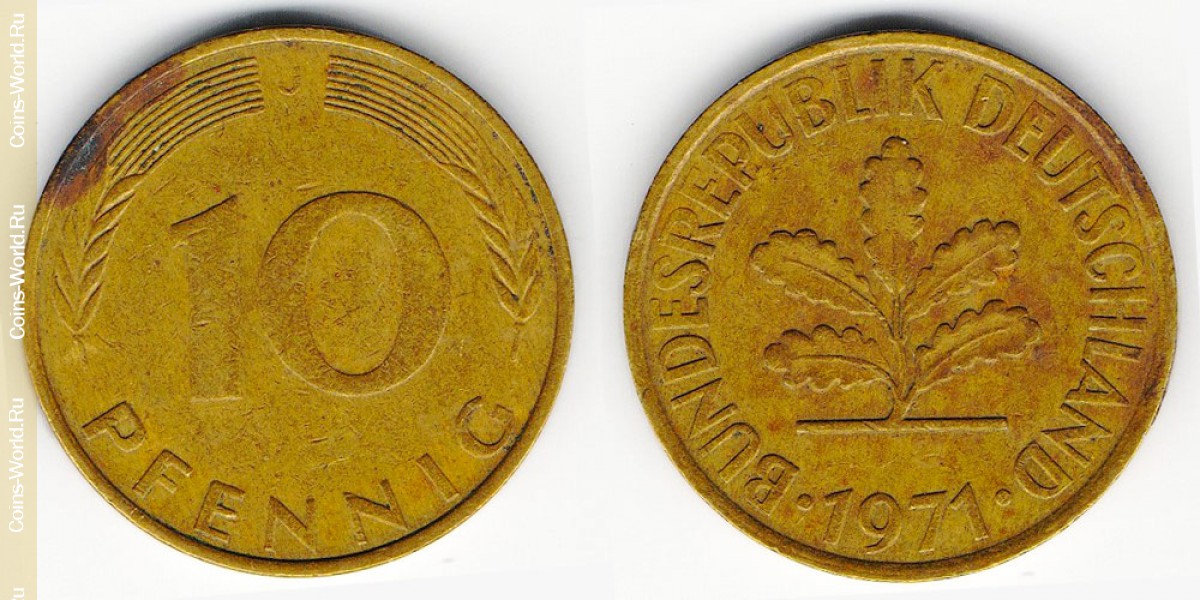 10 pfennig 1971 J Alemanha