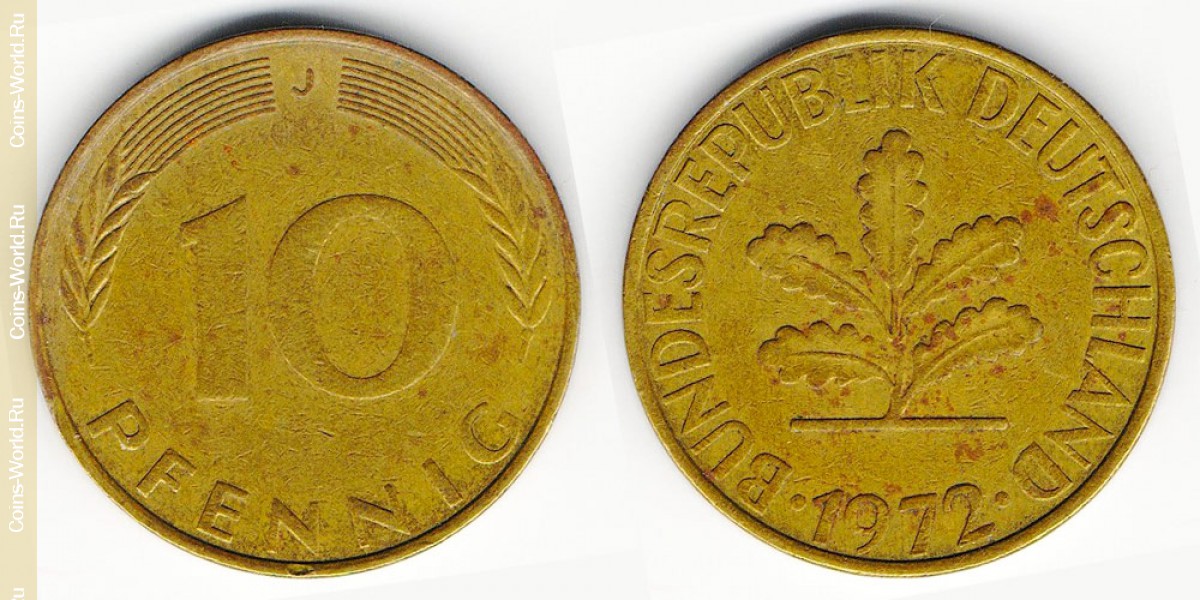10 pfennig 1972 J Alemanha