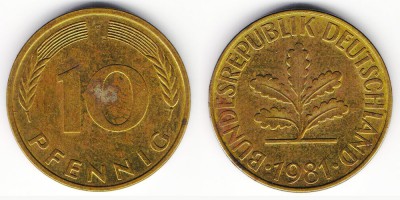 10 pfennig 1981 F