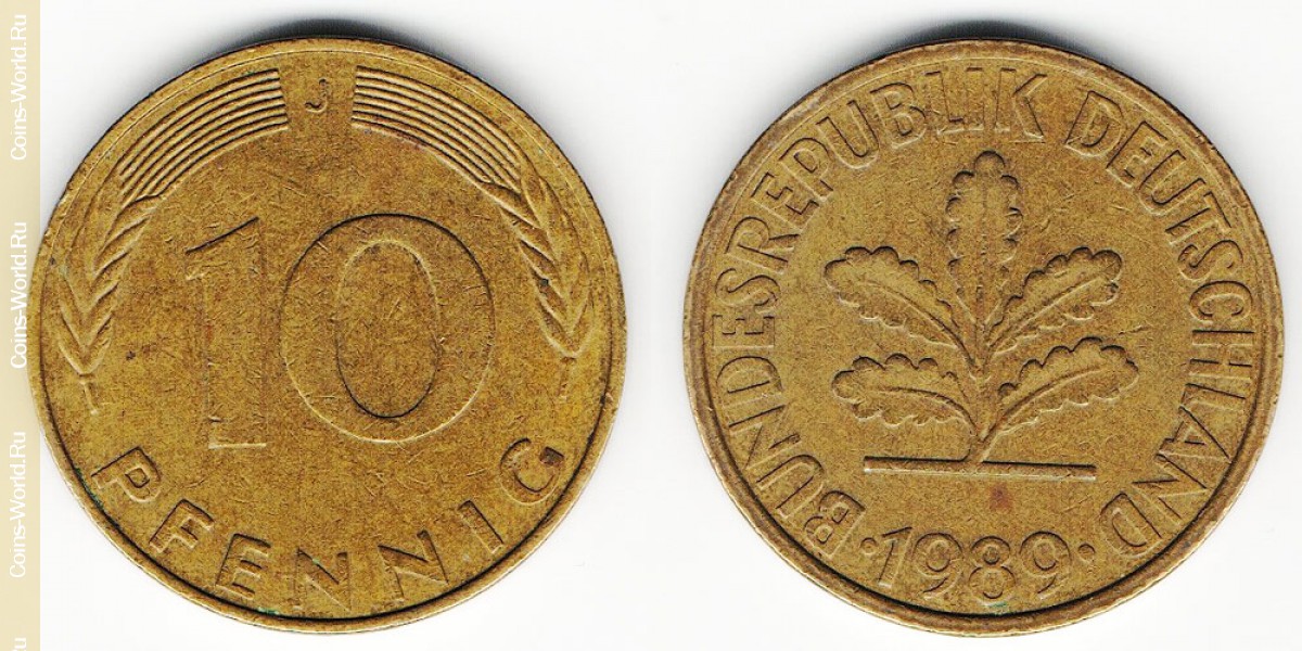 10 pfennig 1989 J Germany