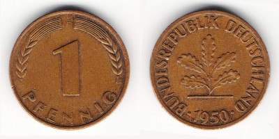 1 pfennig 1950 F