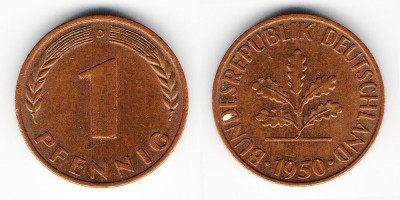 1 pfennig 1950 D