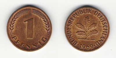 1 pfennig 1969 G