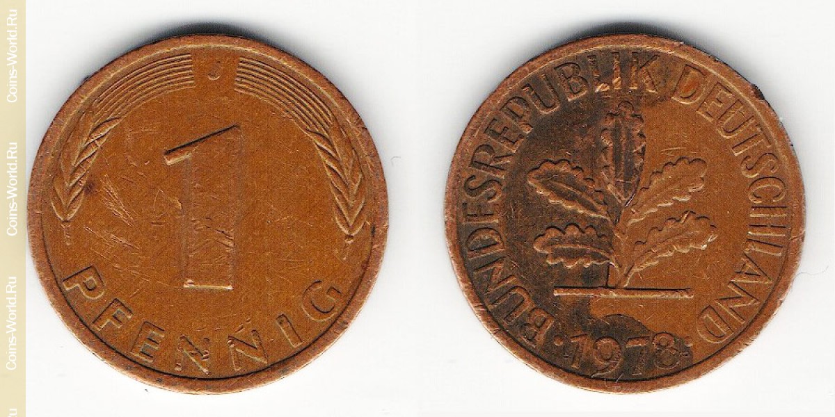 1 pfennig 1978, J Alemanha