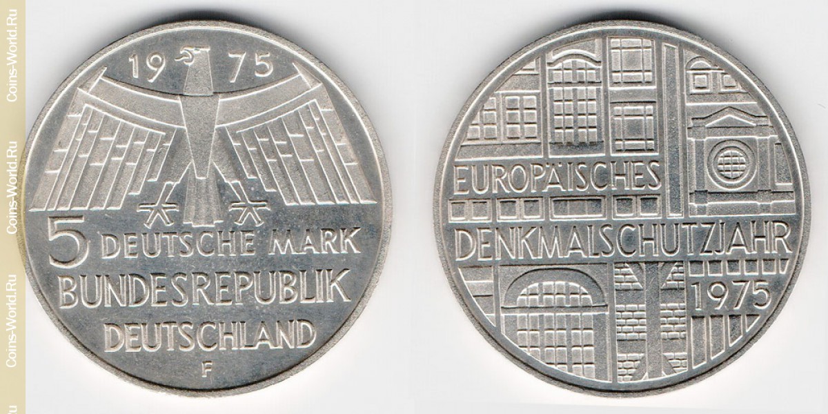5 Mark 1975 F Denkmalschutz bedeutet Deutschland