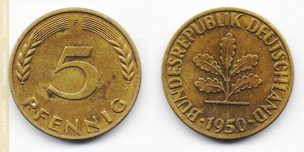 5 pfennig 1950 F Germany